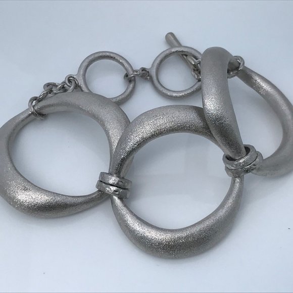 Rivka Friedman Bracelet Silver Tone Oval Link Togg - Picture 6 of 10